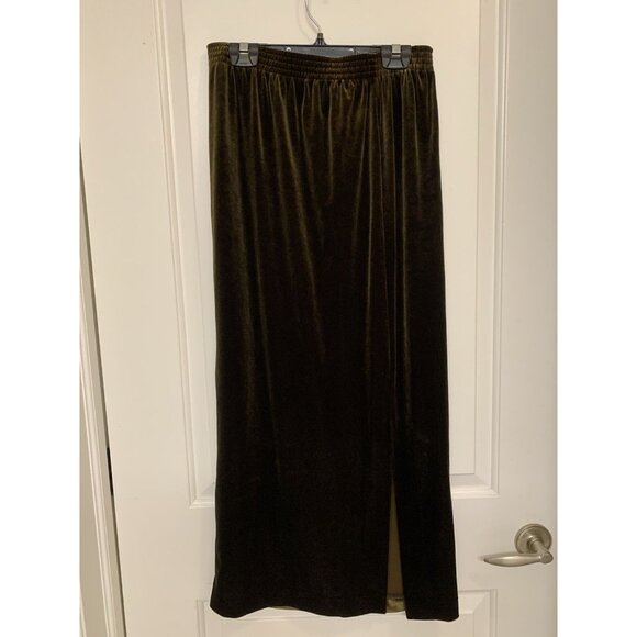 Vintage Velvet Maxi Skirt Brown Boho Whimsygoth Grunge Vamp 90s Y2K Side Slit - Picture 1 of 8